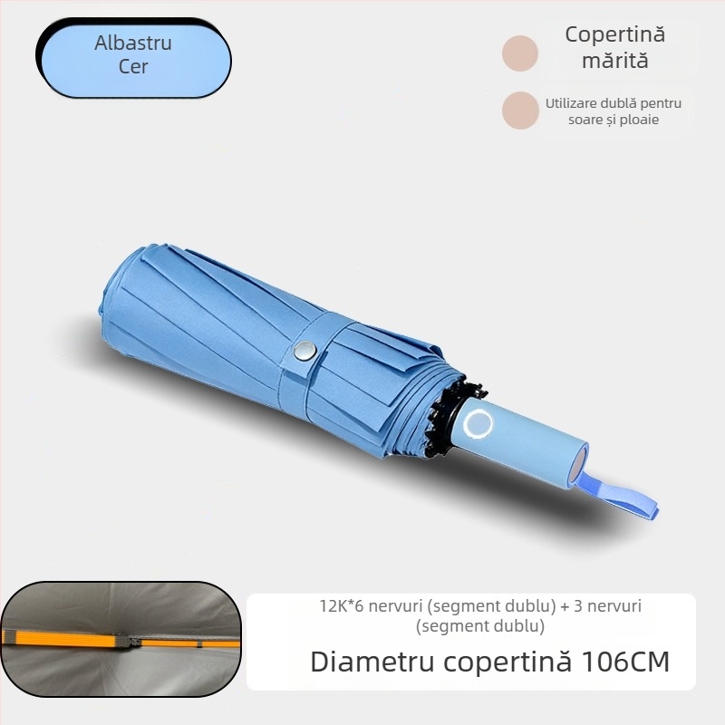 Umbrelă automată pentru femei, cu 60 de brațe, pentru soare și ploaie, protecție UV