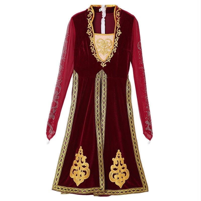 Costum de dans etnic pentru reprezentații feminine, set cu fustă de antrenament și fustă amplă pentru dans pătrat