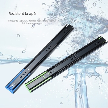 Glisier sertar cu amortizare, trei secțiuni, ghid cu bile din oțel, model H12b, material: oțel, finisaje: electroforeză, galvanizare electro, șlefuire