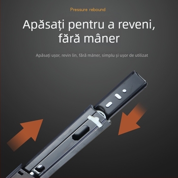 Glisier sertar cu amortizare, trei secțiuni, ghid cu bile din oțel, model H12b, material: oțel, finisaje: electroforeză, galvanizare electro, șlefuire