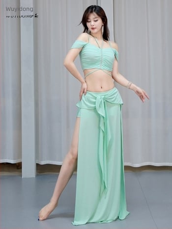 Costum de practică pentru dansul burii – Set fustă lungă cu deschidere înaltă, Crystal Cotton + Mesh, Spandex, Vara 2025