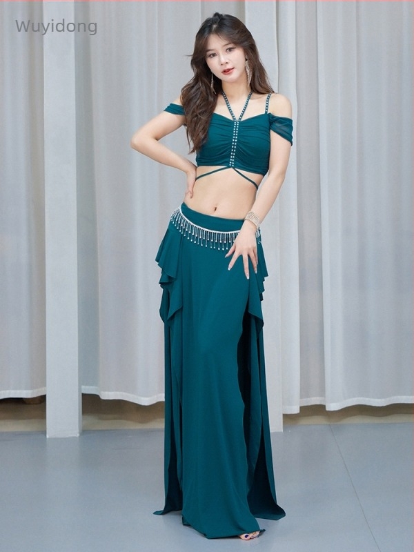 Costum de practică pentru dansul burii – Set fustă lungă cu deschidere înaltă, Crystal Cotton + Mesh, Spandex, Vara 2025