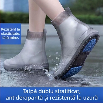 Huse de încălțăminte din silicon pentru bărbați și femei, impermeabile, antiderapante, rezistente la uzură, îngroșate.