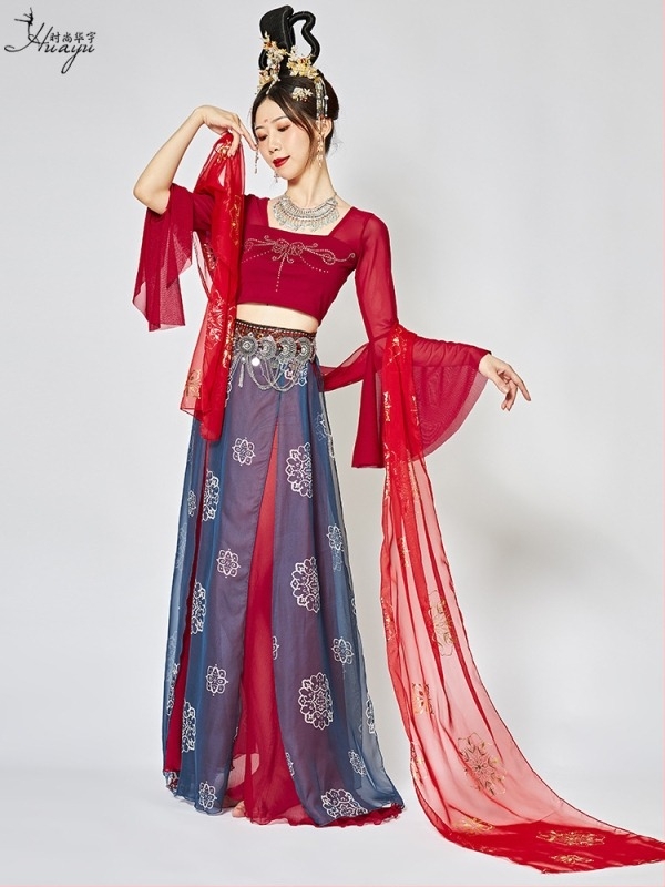 Șal Hanfu pentru femei – costum antic, pentru reprezentații de dans, panglică lungă, amestec Spandex 50-70%, vara 2025