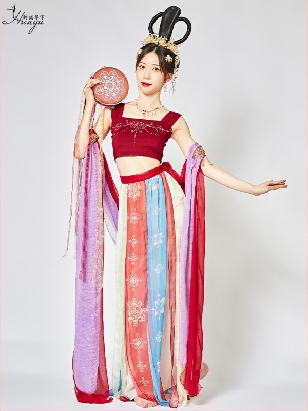 Șal Hanfu pentru femei – costum antic, pentru reprezentații de dans, panglică lungă, amestec Spandex 50-70%, vara 2025