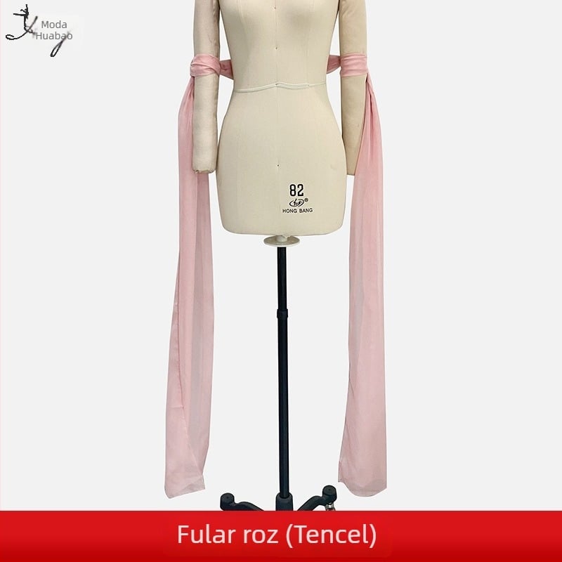 Șal Hanfu pentru femei – costum antic, pentru reprezentații de dans, panglică lungă, amestec Spandex 50-70%, vara 2025
