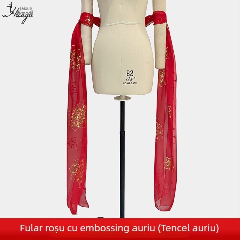 Șal Hanfu pentru femei – costum antic, pentru reprezentații de dans, panglică lungă, amestec Spandex 50-70%, vara 2025