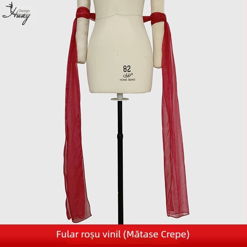 Șal Hanfu pentru femei – costum antic, pentru reprezentații de dans, panglică lungă, amestec Spandex 50-70%, vara 2025