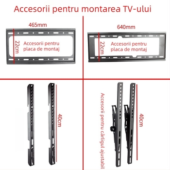 Accesoriu pentru montaj TV pe perete — placă cu cârlig, capacitate 11–15 kg, suport din fier, compatibil cu montaj pe perete, control mecanic