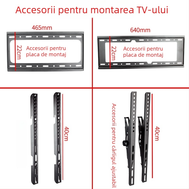 Accesoriu pentru montaj TV pe perete — placă cu cârlig, capacitate 11–15 kg, suport din fier, compatibil cu montaj pe perete, control mecanic