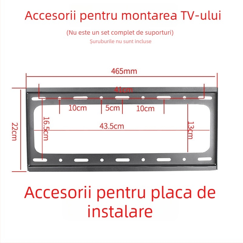 Accesoriu pentru montaj TV pe perete — placă cu cârlig, capacitate 11–15 kg, suport din fier, compatibil cu montaj pe perete, control mecanic