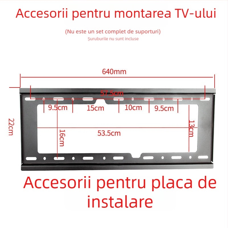 Accesoriu pentru montaj TV pe perete — placă cu cârlig, capacitate 11–15 kg, suport din fier, compatibil cu montaj pe perete, control mecanic