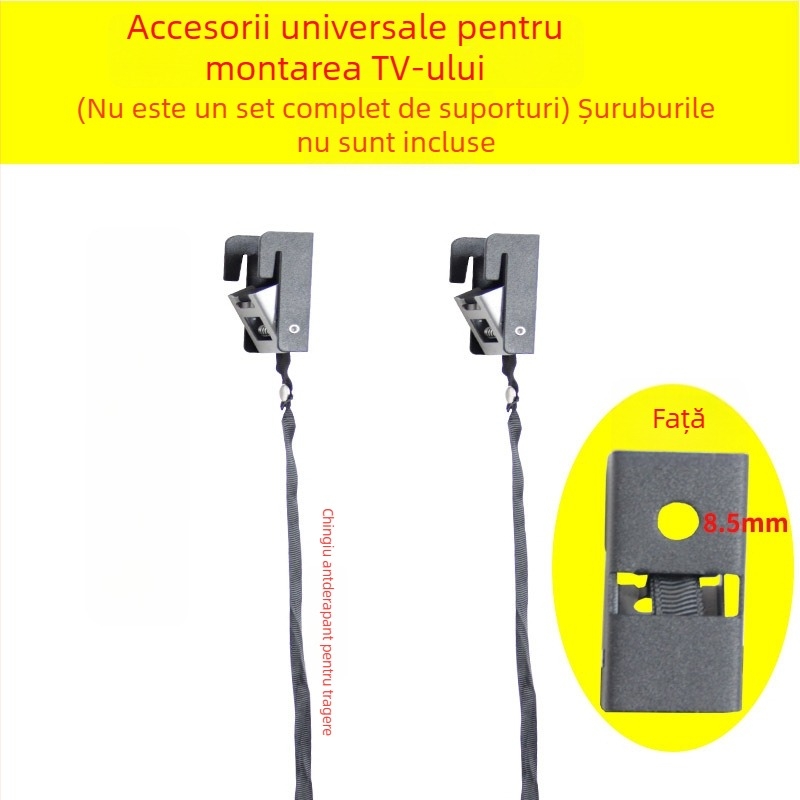 Accesoriu pentru montaj TV pe perete — placă cu cârlig, capacitate 11–15 kg, suport din fier, compatibil cu montaj pe perete, control mecanic