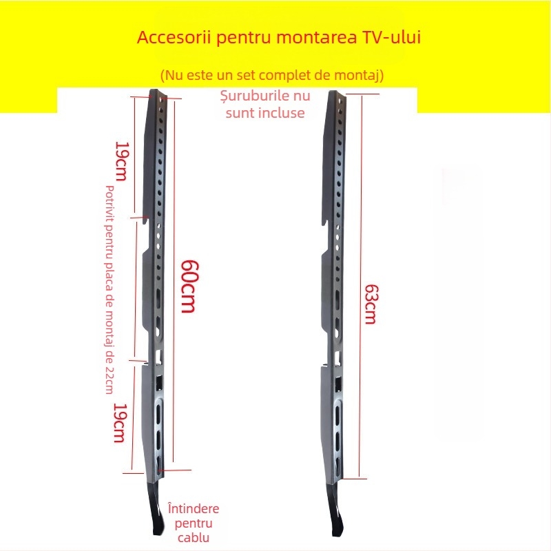 Accesoriu pentru montaj TV pe perete — placă cu cârlig, capacitate 11–15 kg, suport din fier, compatibil cu montaj pe perete, control mecanic