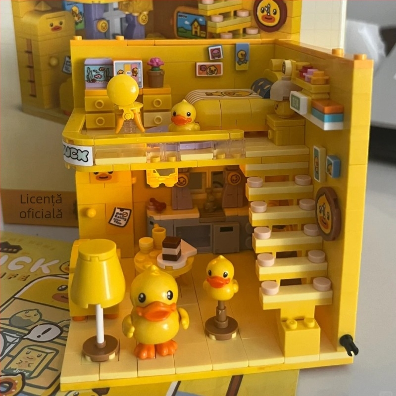 Set cu blocuri plastice compatibil LEGO – temă Doraemon, 400–800 piese, decor de birou alimentat cu baterii, kit DIY pentru copii 7–14 ani