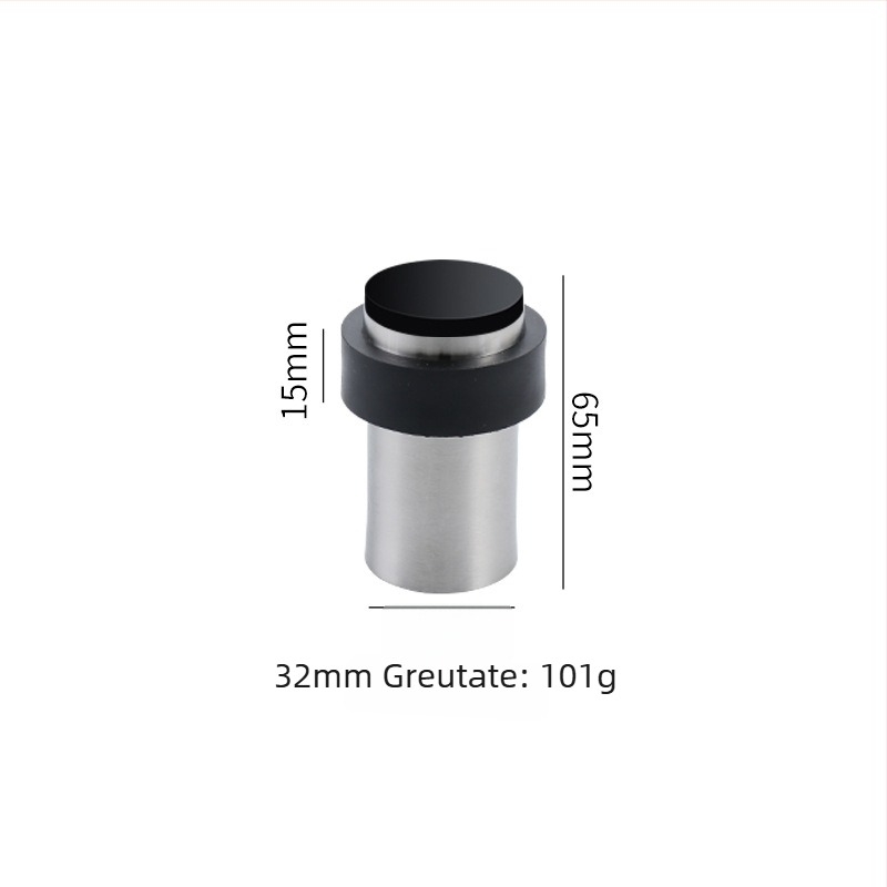 Stopper de ușă cu cap de cauciuc, oțel inoxidabil, montaj pe podea, placare electrogalvanică lucioasă, stil modern