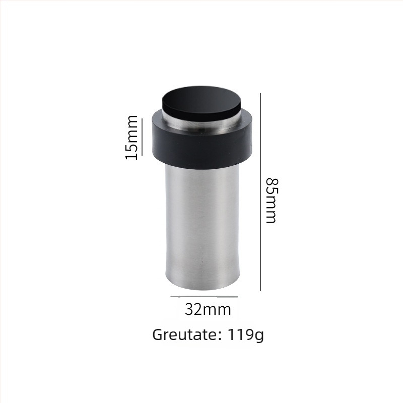Stopper de ușă cu cap de cauciuc, oțel inoxidabil, montaj pe podea, placare electrogalvanică lucioasă, stil modern
