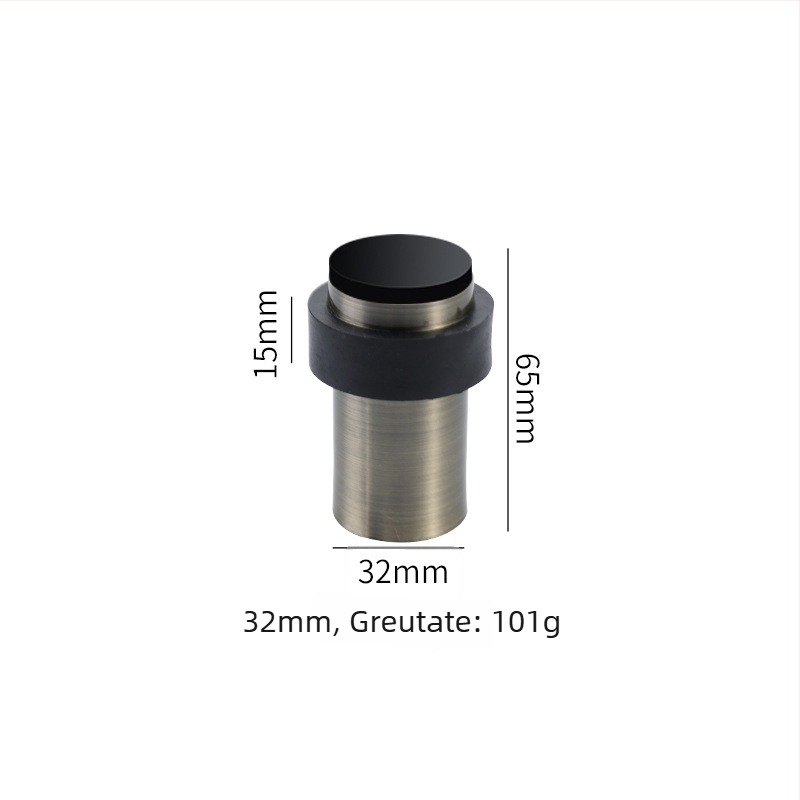 Stopper de ușă cu cap de cauciuc, oțel inoxidabil, montaj pe podea, placare electrogalvanică lucioasă, stil modern