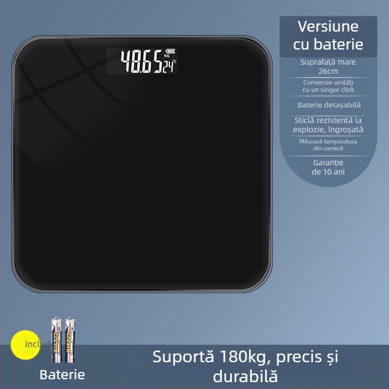 Cântar electronic de corp cu măsurare a grăsimii; utilizare generală pentru adulți; capacitate maximă: 1; alimentare: detalii