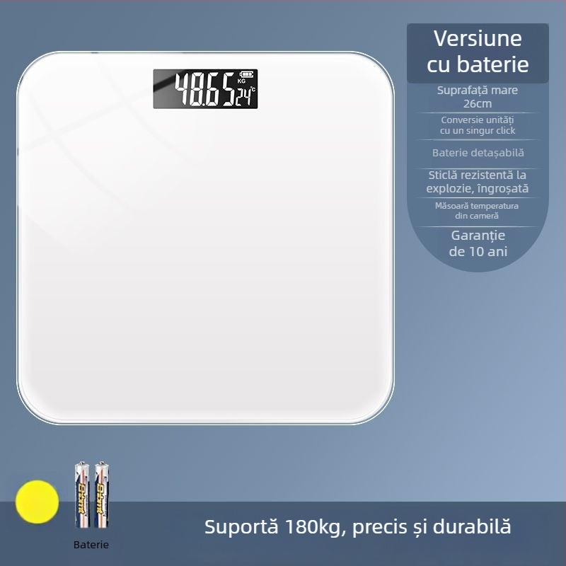 Cântar electronic de corp cu măsurare a grăsimii; utilizare generală pentru adulți; capacitate maximă: 1; alimentare: detalii