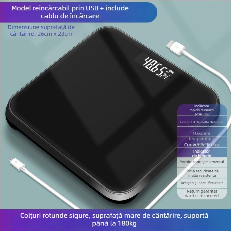 Cântar electronic de corp cu măsurare a grăsimii; utilizare generală pentru adulți; capacitate maximă: 1; alimentare: detalii