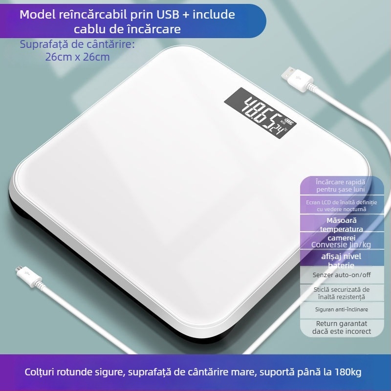 Cântar electronic de corp cu măsurare a grăsimii; utilizare generală pentru adulți; capacitate maximă: 1; alimentare: detalii