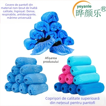 Capace pentru încălțăminte de unică folosință din material nețesut, îngroșate – praf, impermeabile, împotriva nămolului, rezistente la uzură și antiderapante, 3 g grosime