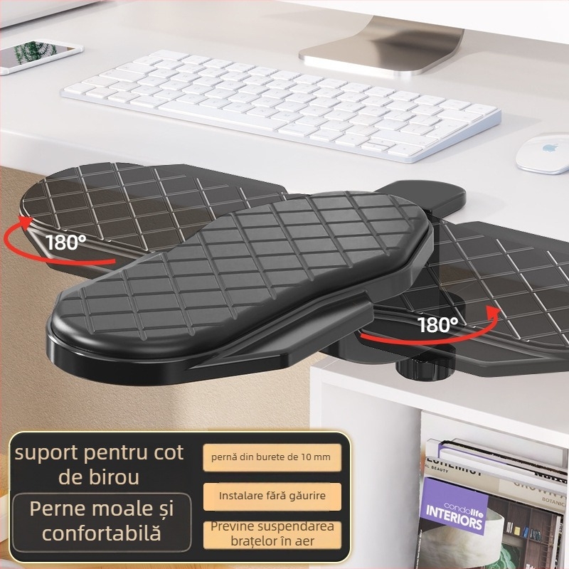 Suport cot pentru birou — braț rotativ, din silicon și țesătură, antiderapant, ușor de curățat
