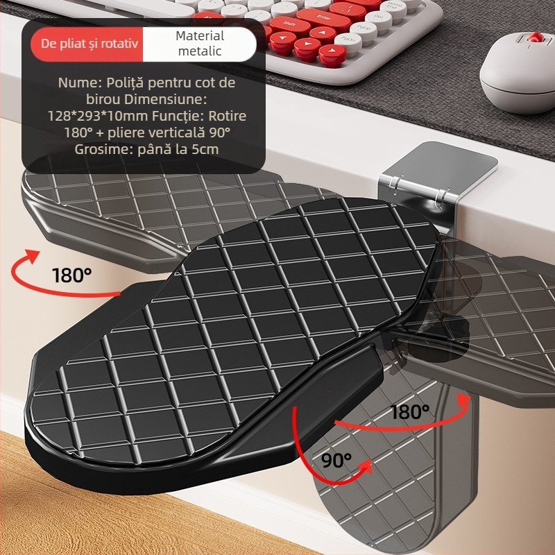 Suport cot pentru birou — braț rotativ, din silicon și țesătură, antiderapant, ușor de curățat