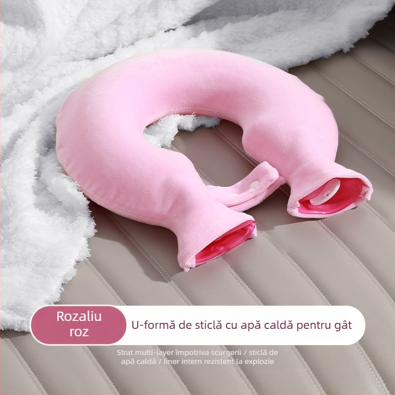 Sac de apă fierbinte în formă de U pentru gât și umeri, material PVC, umplere cu apă, utilizare rece și caldă
