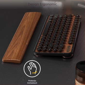 Sprijin pentru încheietura tastaturii din lemn masiv, design tavă din lemn, material: ebony, rezistent la apă, antiderapant, rezistent la uzură.