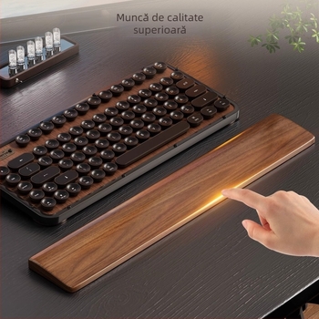 Sprijin pentru încheietura tastaturii din lemn masiv, design tavă din lemn, material: ebony, rezistent la apă, antiderapant, rezistent la uzură.