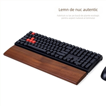 Sprijin pentru încheietura tastaturii din lemn masiv, design tavă din lemn, material: ebony, rezistent la apă, antiderapant, rezistent la uzură.