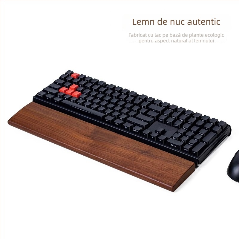 Sprijin pentru încheietura tastaturii din lemn masiv, design tavă din lemn, material: ebony, rezistent la apă, antiderapant, rezistent la uzură.