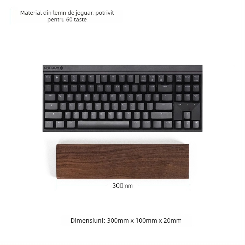 Sprijin pentru încheietura tastaturii din lemn masiv, design tavă din lemn, material: ebony, rezistent la apă, antiderapant, rezistent la uzură.