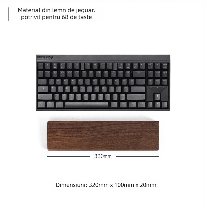 Sprijin pentru încheietura tastaturii din lemn masiv, design tavă din lemn, material: ebony, rezistent la apă, antiderapant, rezistent la uzură.