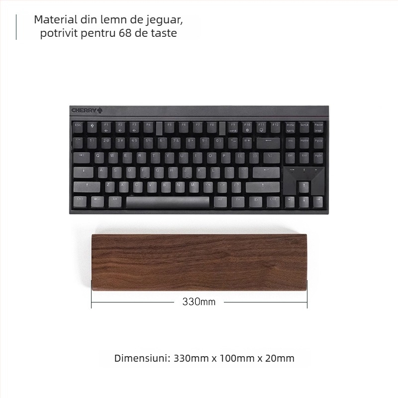 Sprijin pentru încheietura tastaturii din lemn masiv, design tavă din lemn, material: ebony, rezistent la apă, antiderapant, rezistent la uzură.