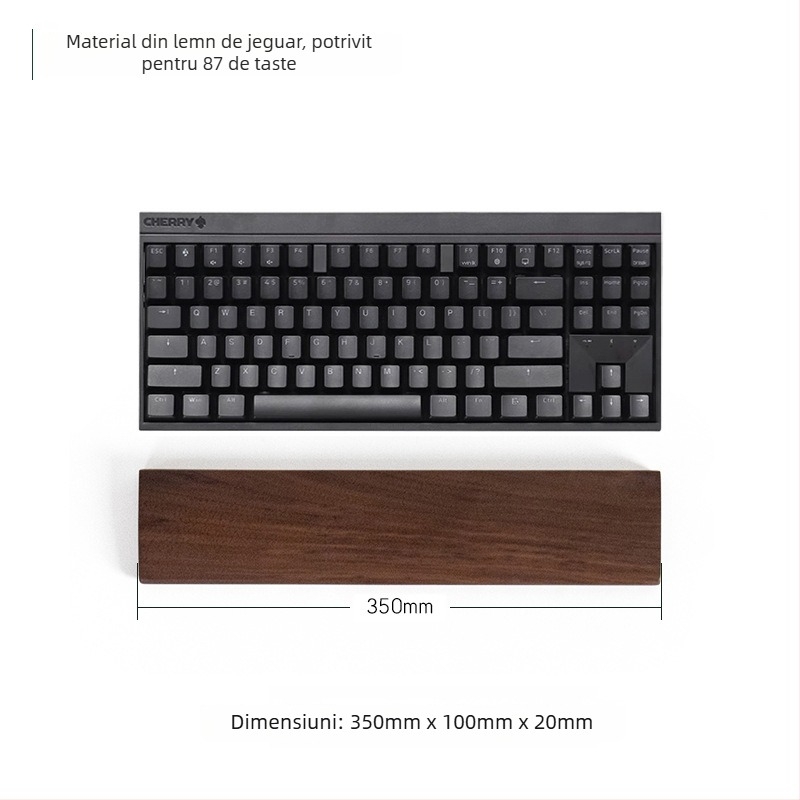 Sprijin pentru încheietura tastaturii din lemn masiv, design tavă din lemn, material: ebony, rezistent la apă, antiderapant, rezistent la uzură.