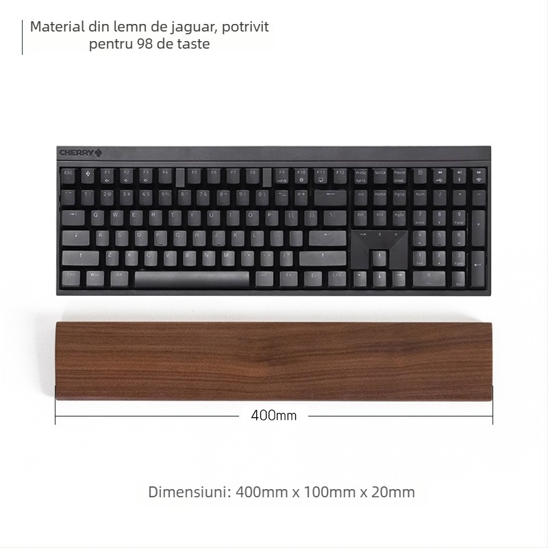 Sprijin pentru încheietura tastaturii din lemn masiv, design tavă din lemn, material: ebony, rezistent la apă, antiderapant, rezistent la uzură.