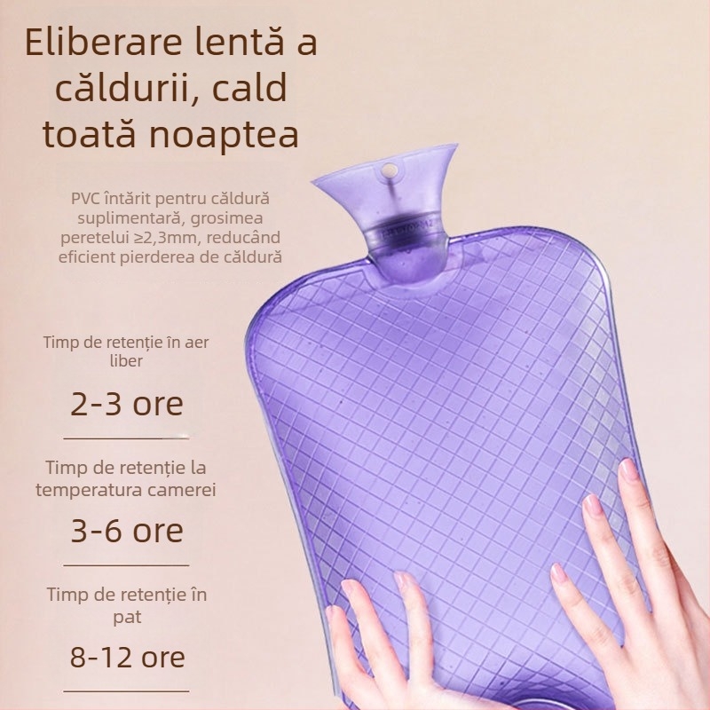 Recipient de apă fierbinte umplut cu apă, capacitate mare pentru încălzirea patului și a picioarelor, încălzire prin injecție de apă, marca Little Black Horse, material PVC de înaltă densitate, greutatea 350 g