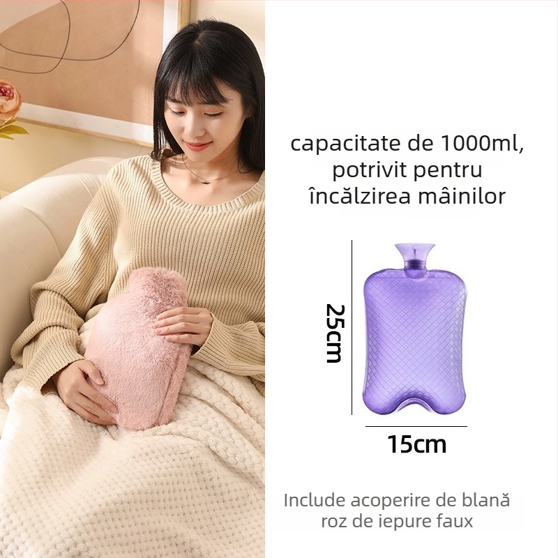 Recipient de apă fierbinte umplut cu apă, capacitate mare pentru încălzirea patului și a picioarelor, încălzire prin injecție de apă, marca Little Black Horse, material PVC de înaltă densitate, greutatea 350 g