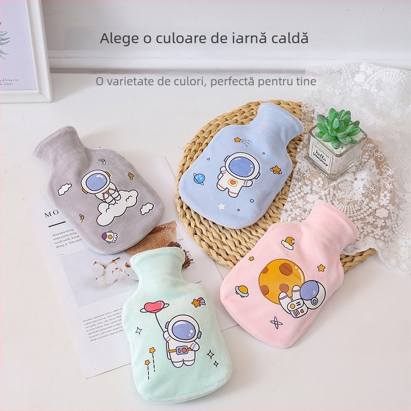 Sac de apă fierbinte prin injecție – Astronaut desen animat, din cauciuc, pentru ținut în mână, 270 g, dual-use cald și rece