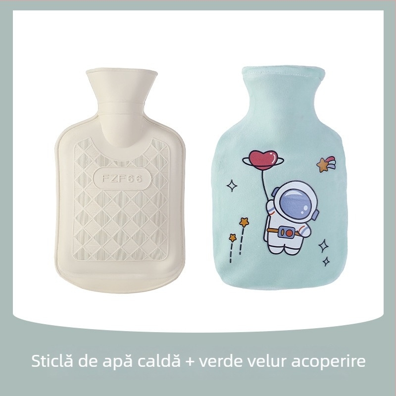 Sac de apă fierbinte prin injecție – Astronaut desen animat, din cauciuc, pentru ținut în mână, 270 g, dual-use cald și rece