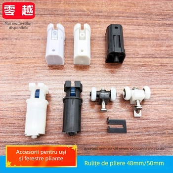 Set role ușă pliabilă: roată superioară și rolă inferioară pentru uși pliabile de baie/bucătărie, accesorii din plastic, stil modern minimalist