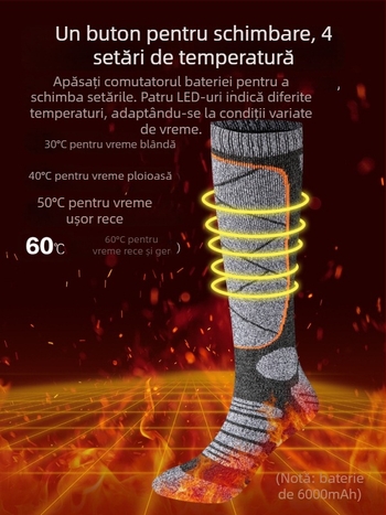 Șosete electrice încălzite, reîncărcabile cu USB, unisex papuci de casă încălzitori pentru picioare