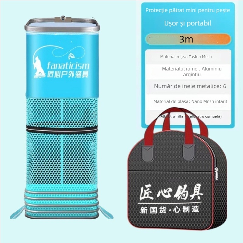 Uniqueity protecție pătrată pentru pește din plasă – pliabilă, portabilă pentru pescuit