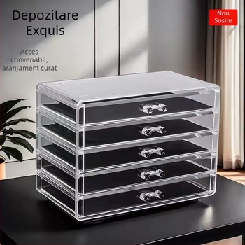 Cutie de depozitare pentru machiaj cu sertare, din plastic, cu mai multe etaje, stil japonez