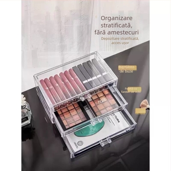 Cutie de depozitare pentru machiaj cu sertare, din plastic, cu mai multe etaje, stil japonez
