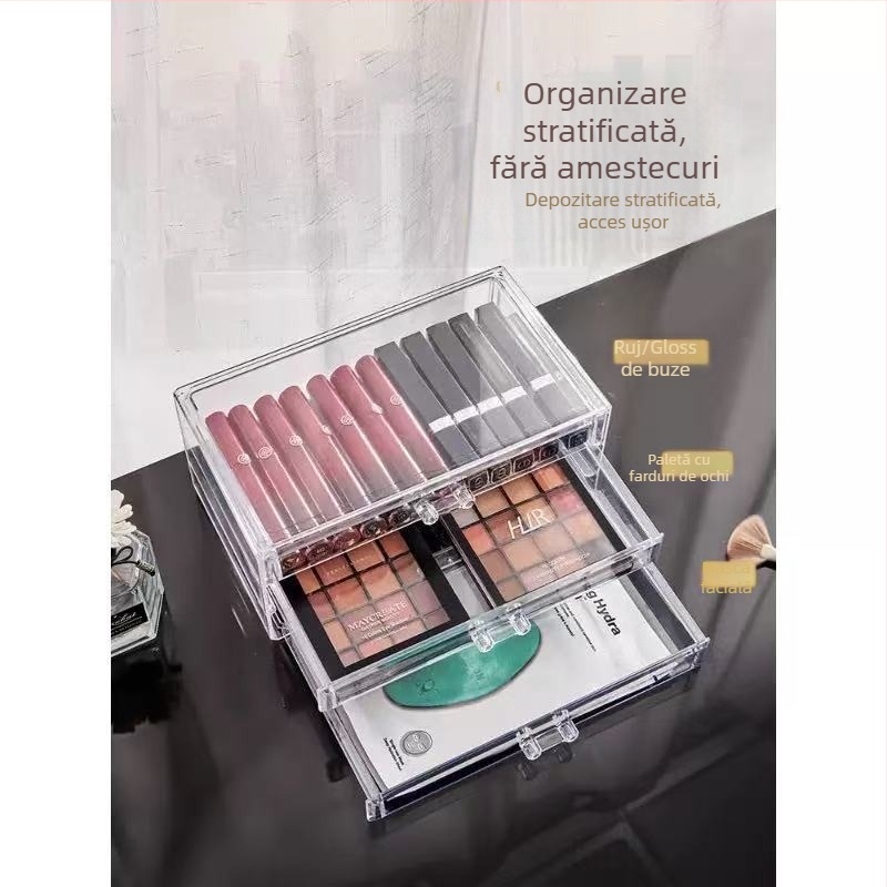 Cutie de depozitare pentru machiaj cu sertare, din plastic, cu mai multe etaje, stil japonez