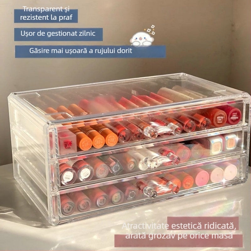 Cutie de depozitare pentru machiaj cu sertare, din plastic, cu mai multe etaje, stil japonez